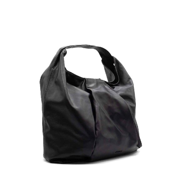 Angela<br /> large black shopper bag with pleating