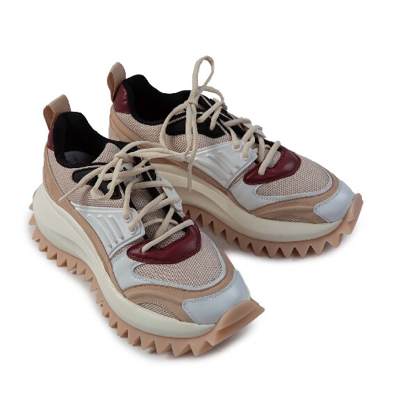 D22 Running – Lace-up shoe bone/white/dark red in nubuck/leather/mesh and suede  