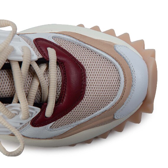 D22 Running – Lace-up shoe bone/white/dark red in nubuck/leather/mesh and suede  