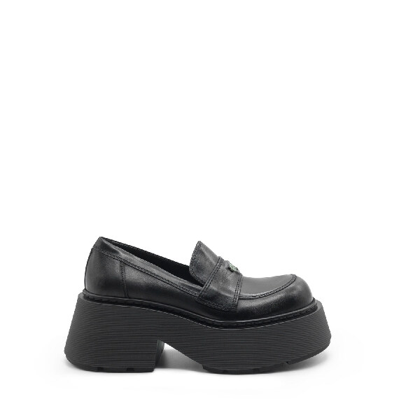 Stripy Black Penny Loafers