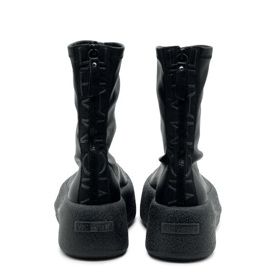 Creepy Black Stretch Faux Leather Half Boots