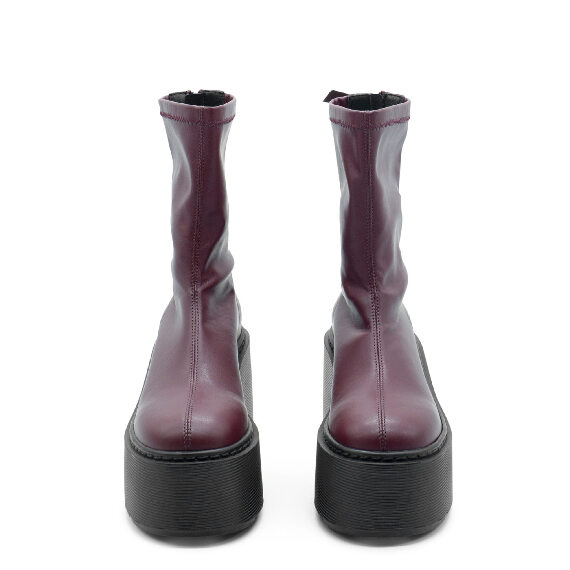 Stripy Burgundy Platform Half Boots