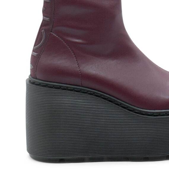 Stripy Burgundy Platform Half Boots