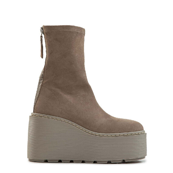 F20 Zeppa Stripy-Tronchetto zip in crosta elasticizzata tortora