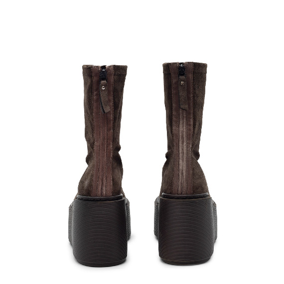 F20 Zeppa Stripy-Tronchetto zip in crosta elasticizzata testa di moro