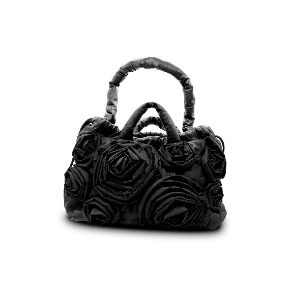 Rose Big<br>Sacca  maxi con rose  nera