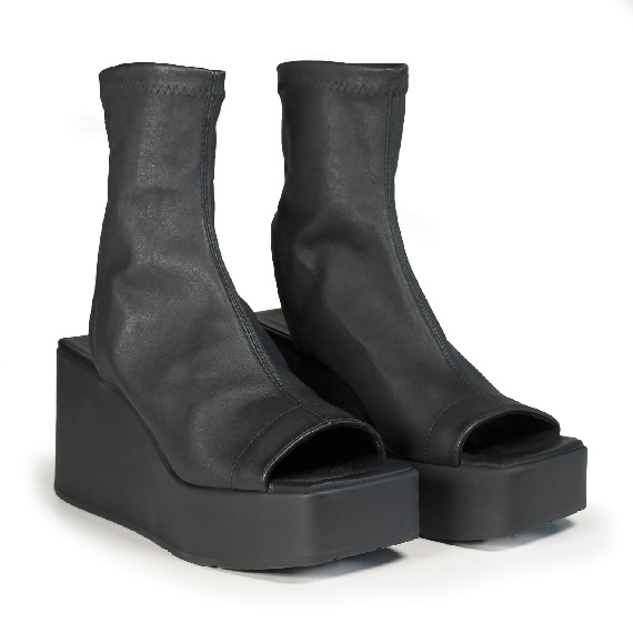 K10_Block_Stivaletto Zeppa open-toe nero