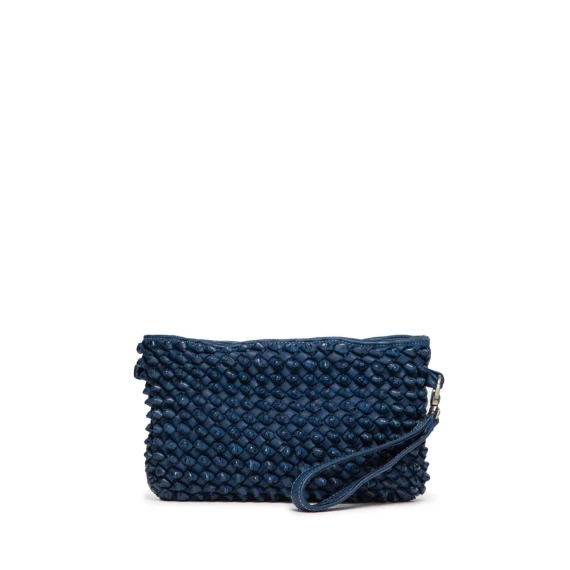 clutch DILETTA in pelle blu