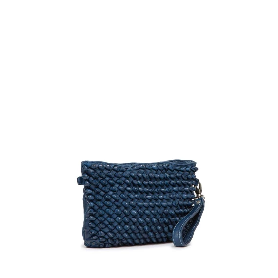 clutch DILETTA in pelle blu