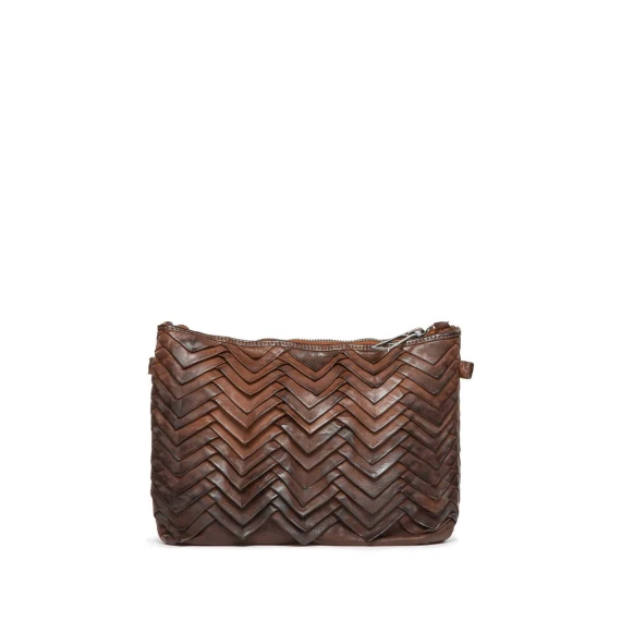 clutch EVA MANIS in pelle castagna