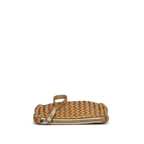 clutch GEA MESH in pelle oliva