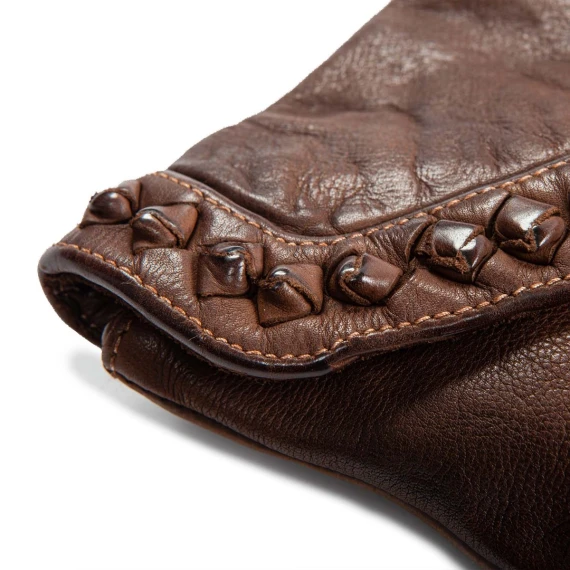 clutch NICOLE nodi in pelle castagna