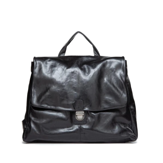 cartella in pelle spazzolata nera