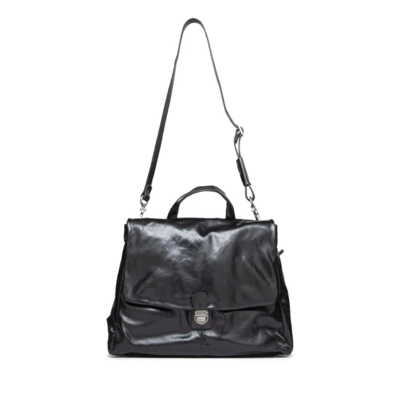 cartella in pelle spazzolata nera