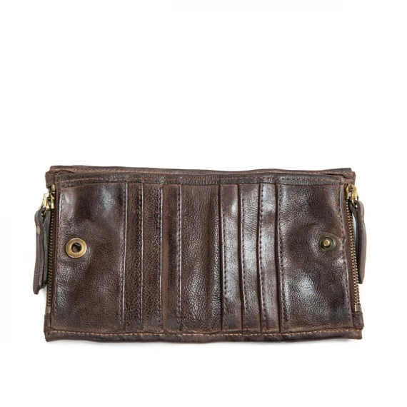 portafogli piccolo doppia zip fondente