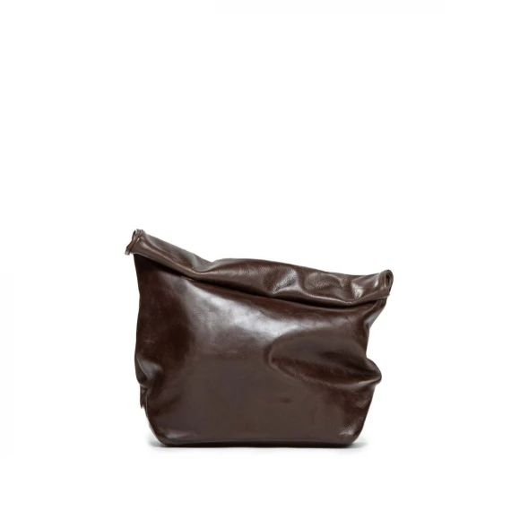clutch in pelle marrone
