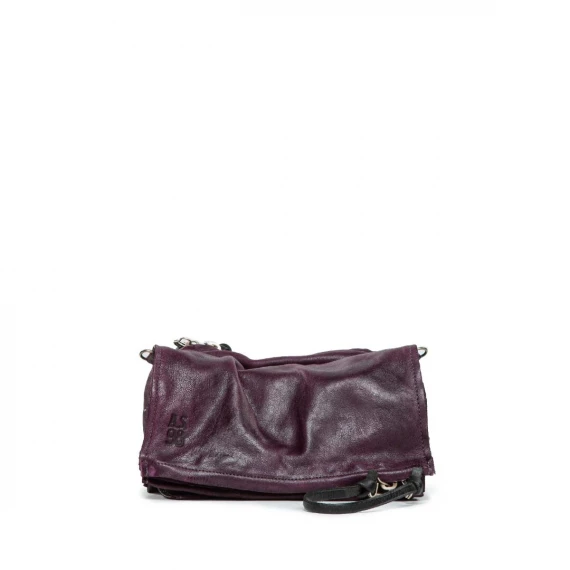 clutch in pelle viola con scomparti