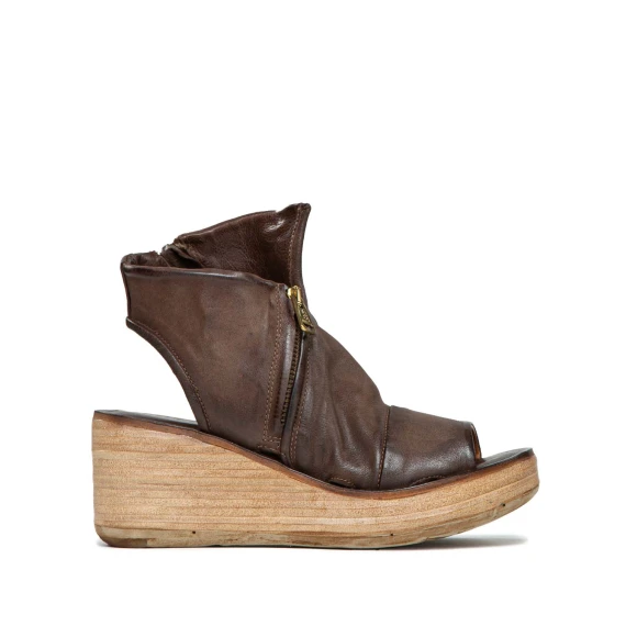 zeppe asimmetriche NOA in pelle marrone