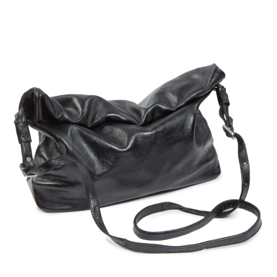 monospalla con tracolla regolabile in pelle nera