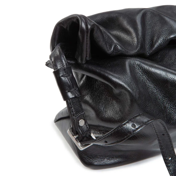 monospalla con tracolla regolabile in pelle nera