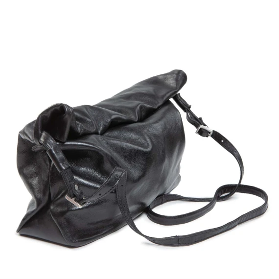 monospalla con tracolla regolabile in pelle nera