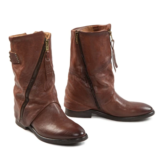 biker con zeppa interna in pelle calvados