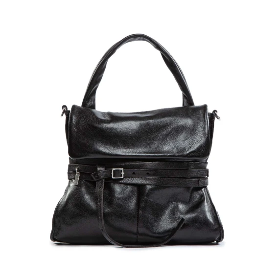 mini cartella in pelle nera