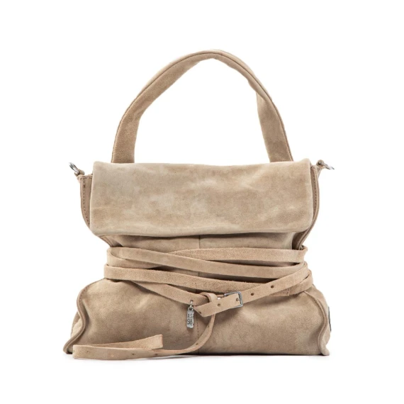 mini cartella in camoscio beige