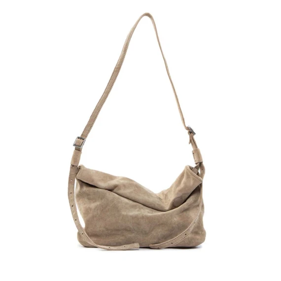 tracolla arrotolata in camoscio beige