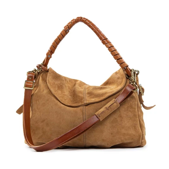 monospalla spallaccio in camoscio cuoio