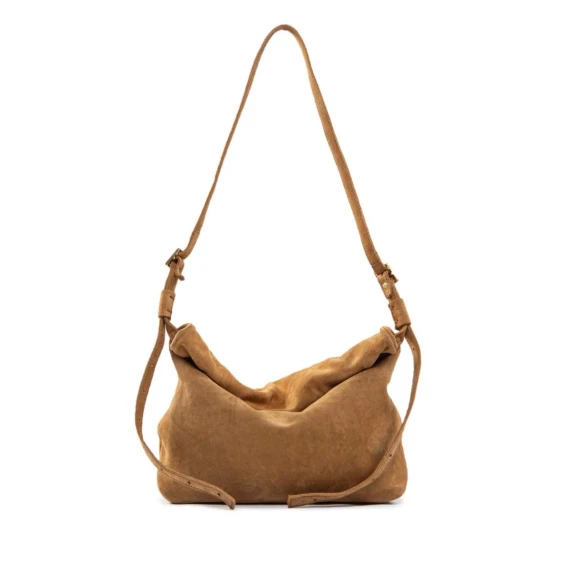 tracolla arrotolata in camoscio cuoio