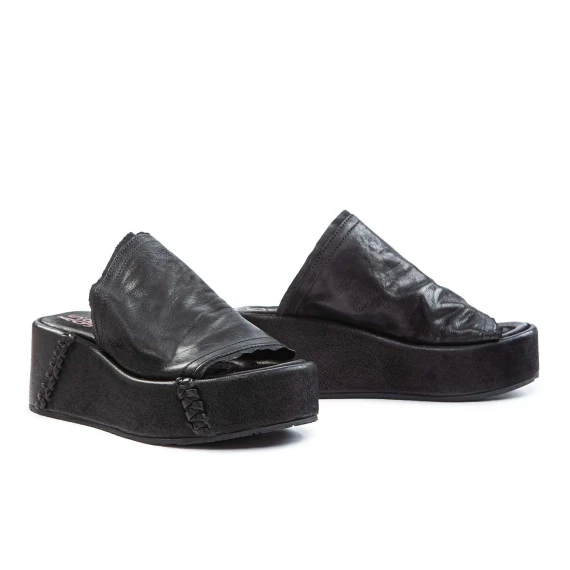 MANOLA black asymmetrical sabot