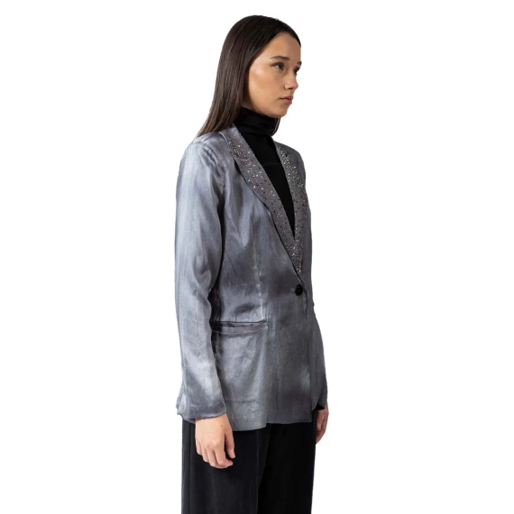 giacca in raso di seta dipinta a mano