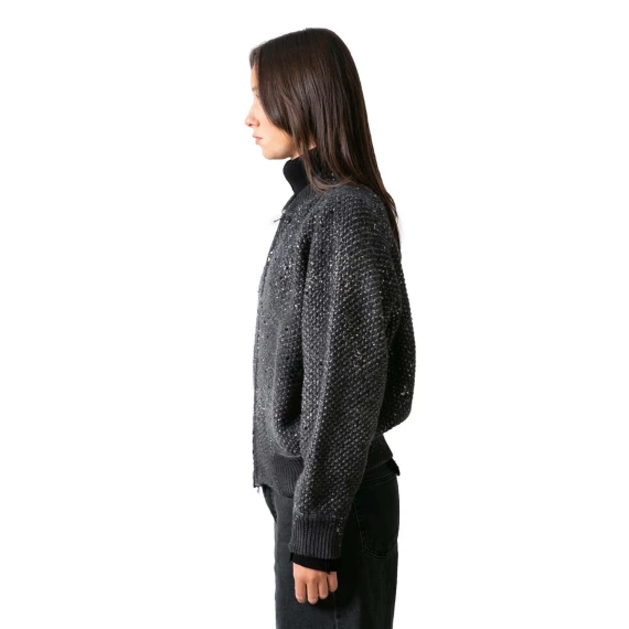 bomber lamina e strass grigio