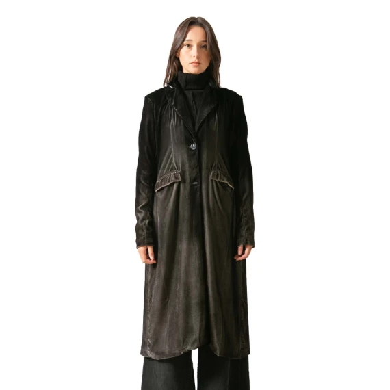 cappotto lungo in velluto nero
