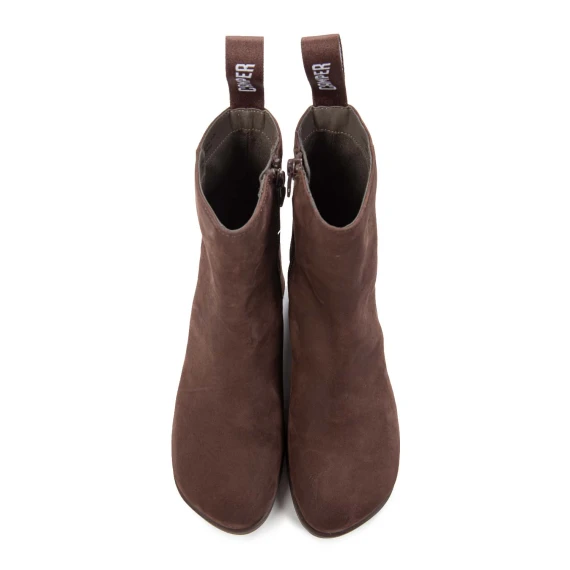 stivaletti tacco tondo in pelle marrone