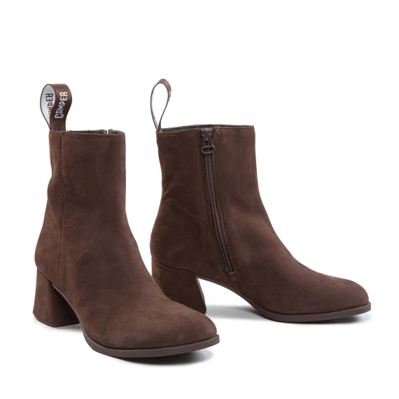 stivaletti tacco tondo in pelle marrone