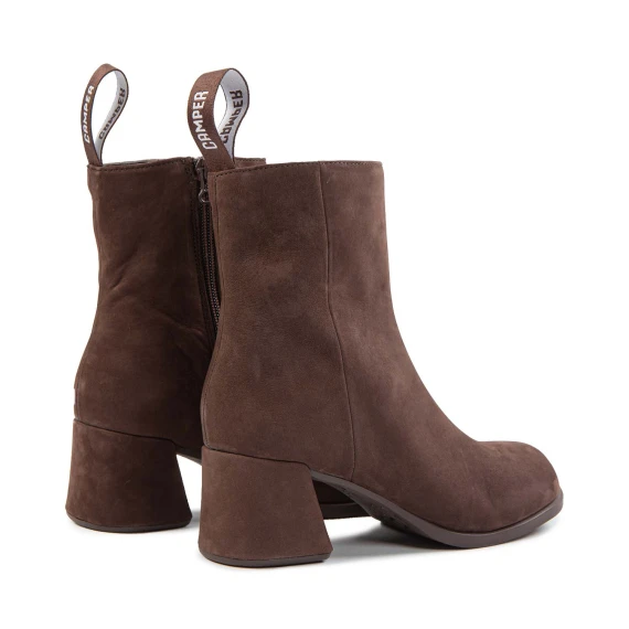 stivaletti tacco tondo in pelle marrone