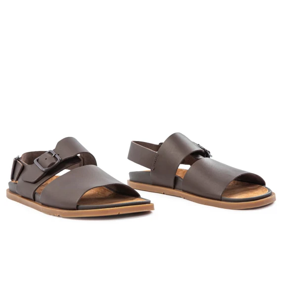 sandali fascia in pelle marrone