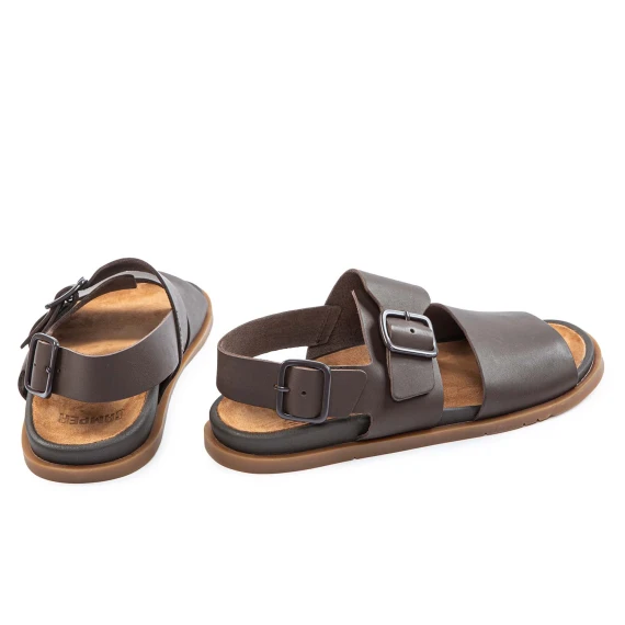 sandali fascia in pelle marrone