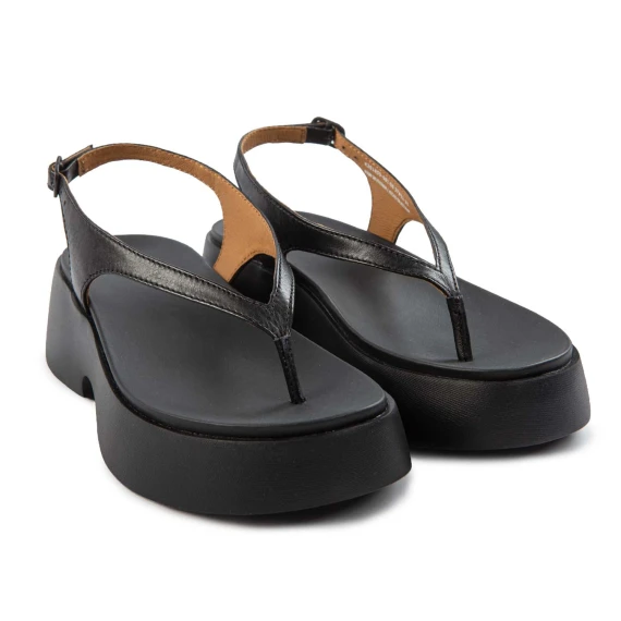 zeppa platform infradito in pelle nera