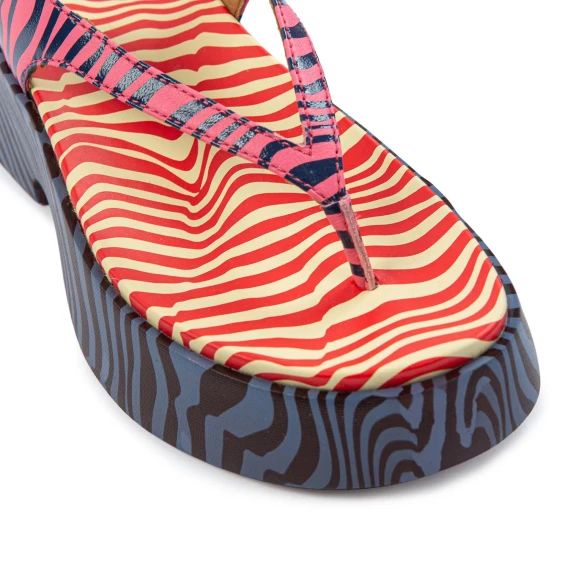 zebra platform thong sandals