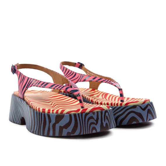 zebra platform thong sandals