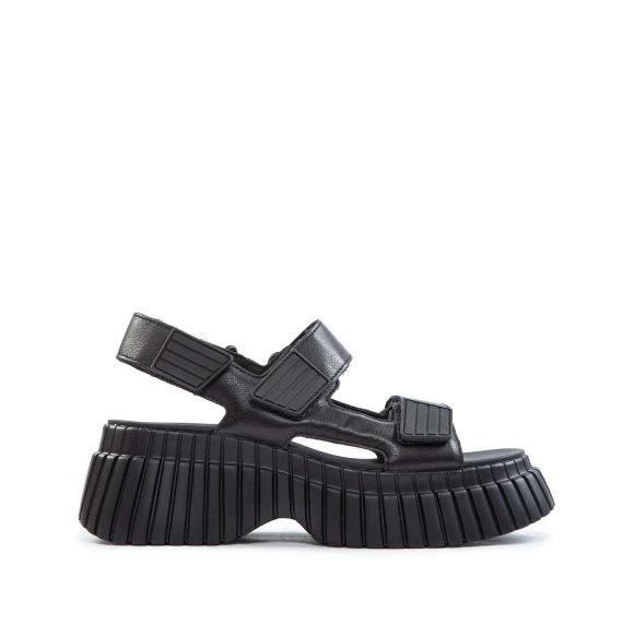 zeppa platform stretch in pelle nera