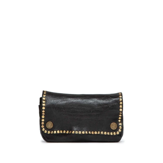 bustino con rivetti in pelle nera
