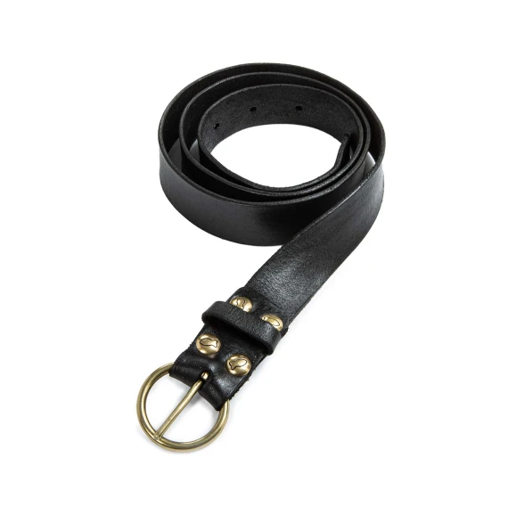 cintura in pelle nera con fibbia oro