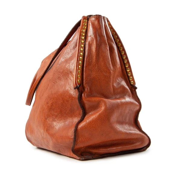 shopper VIOLA cognac con borchie