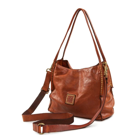 shopper VIOLA cognac con borchie