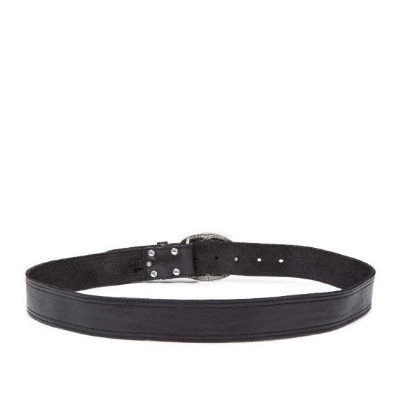 cintura vacchetta in pelle nera