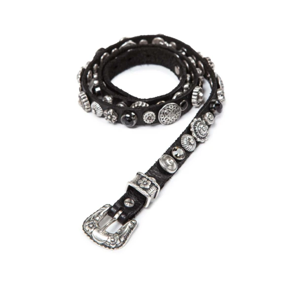 bracciale triplo giro in pelle nera